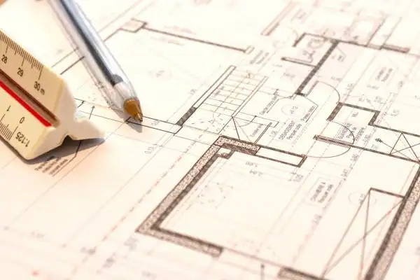 Image of architect Lewes drawings